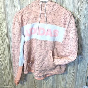 Adidas peachish pink hoodie with gray accent within
